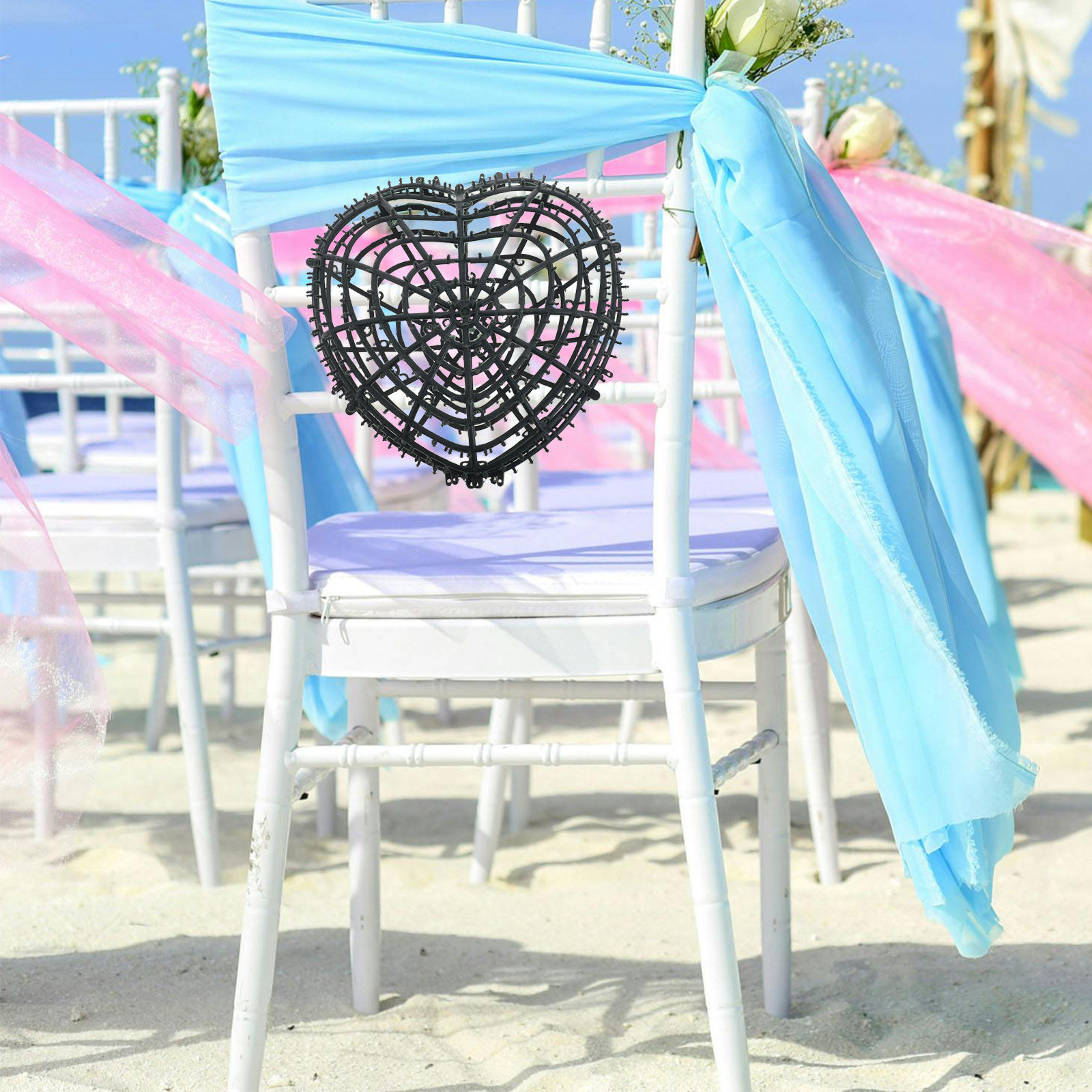 Wedding Support - 2Pcs Artificial Heart Shaped Floral Cage