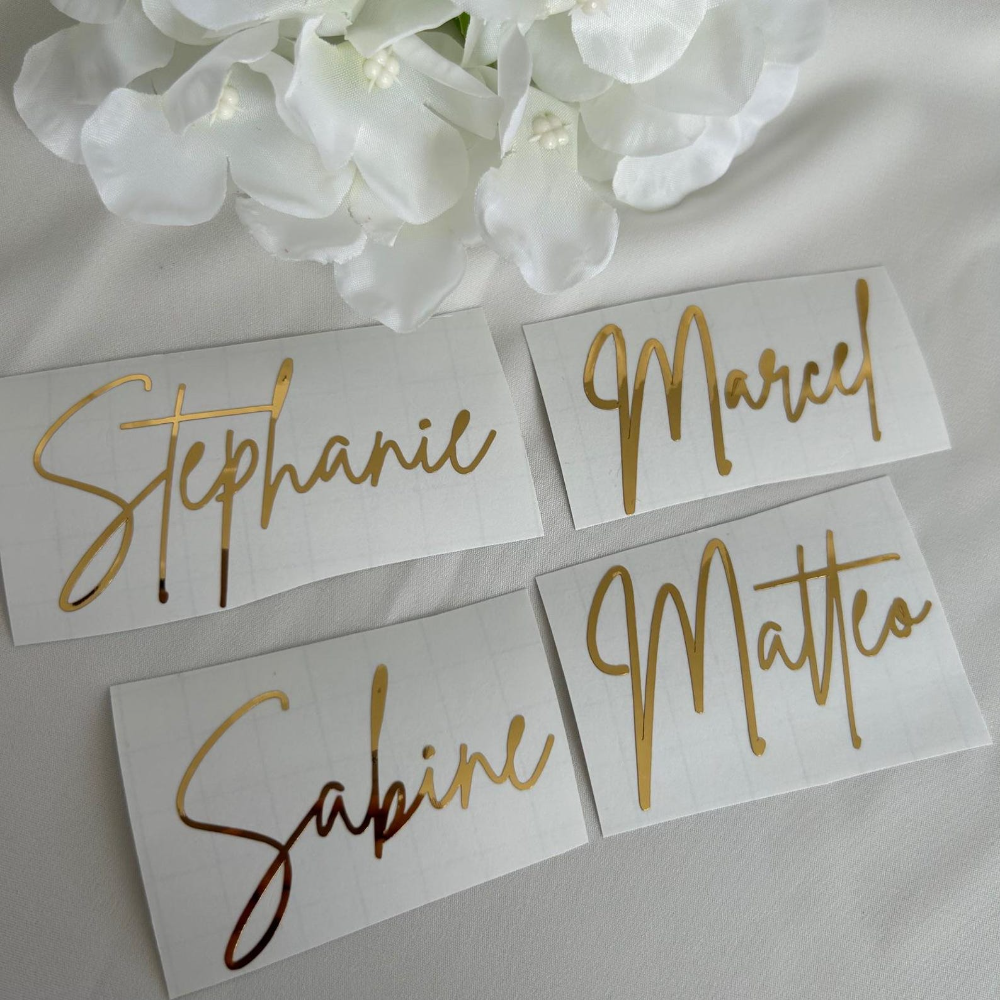 Wedding Z - Personalized Vinyl Stickers Gold Foil Text
