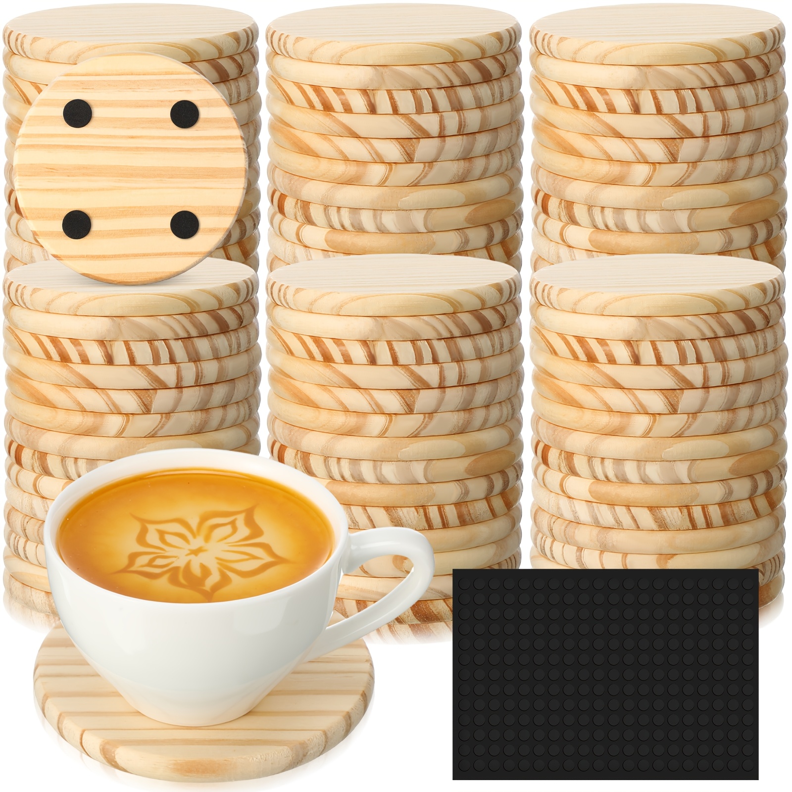 Wedding Supply Bulk - 72pcs Unfinished Wood Coasters 4