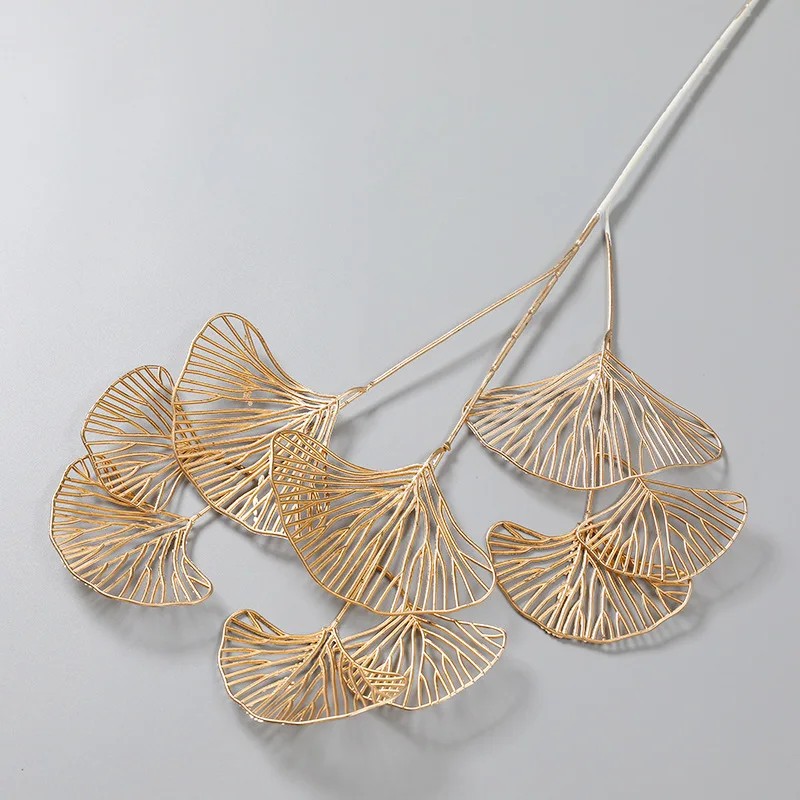 Wedding Arch Flower - 5PC Artificial Gold Ginkgo Eucalyptus Holly