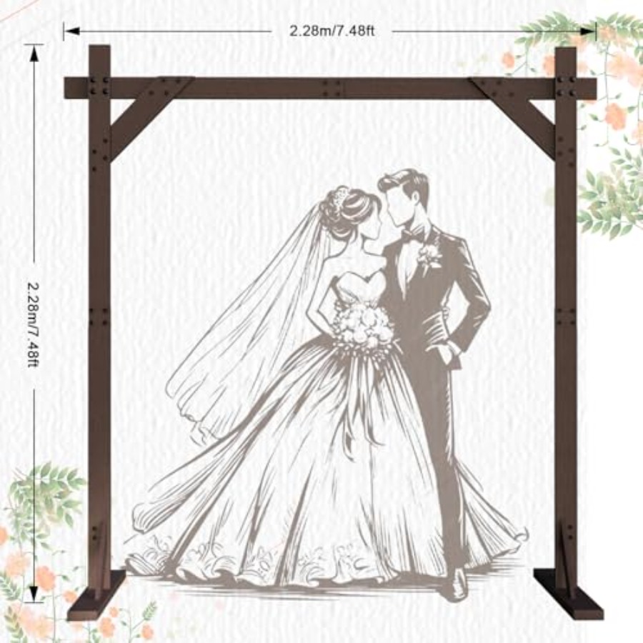 7.48FT Wooden Wedding Arch Fra - Wedding Support 리뷰 및 가격