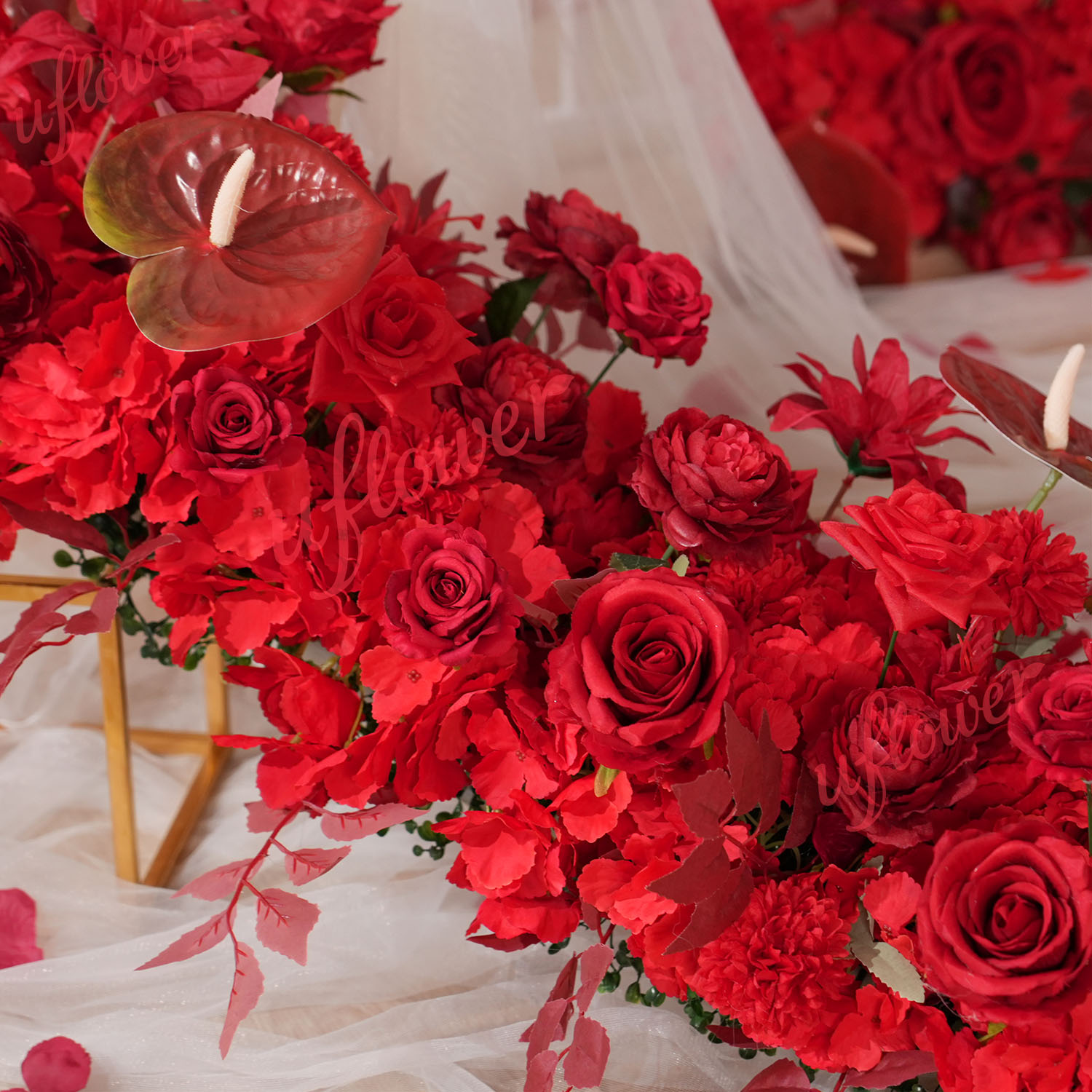 Uflower Red Flower Row Wedding - Wedding Arch Flower 리뷰 및 가격