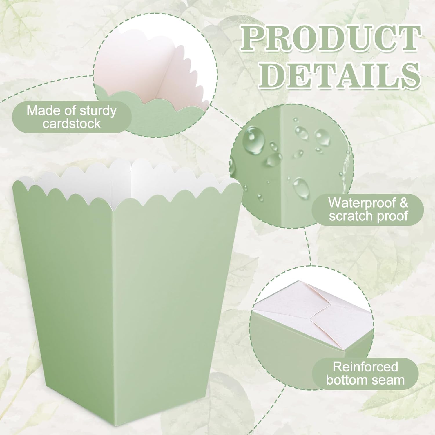 12 pcs  Sage Green Mini Popcor - Wedding Supply.Box 리뷰 및 가격