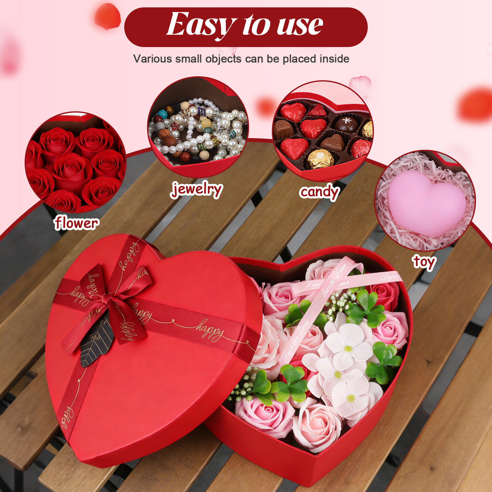 3Pcs Heart Gift Box Stylish Ro - Wedding Solution 리뷰 및 가격