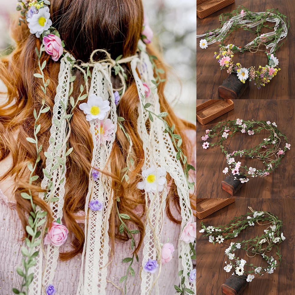 Retro Bohemia Flower Hair Crow - Wedding Arch Flower 리뷰 및 가격