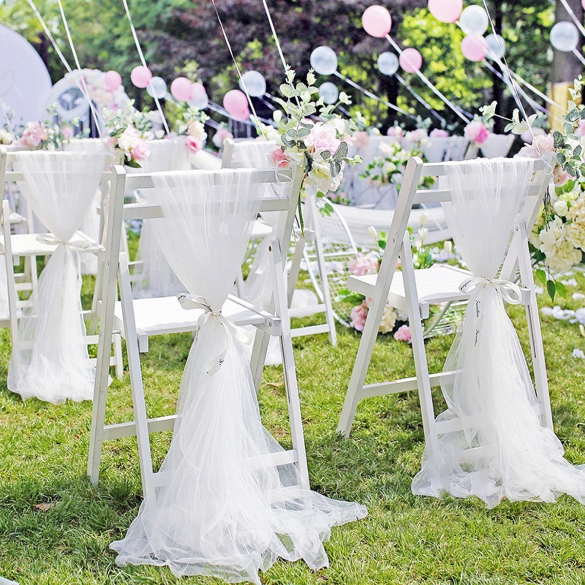 White Wedding Decoration Tulle - Chair Sash Organza 리뷰 및 가격
